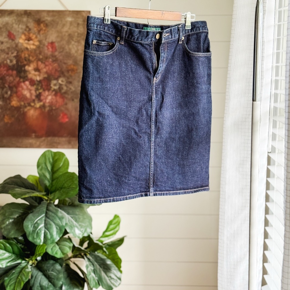 Lauren Ralph Lauren Dark Indigo Denim Pencil Skirt